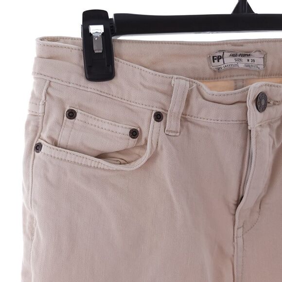 Free People Womens Size W 29 Solid Cream Flare Denim Jeans - Picture 6 of 11